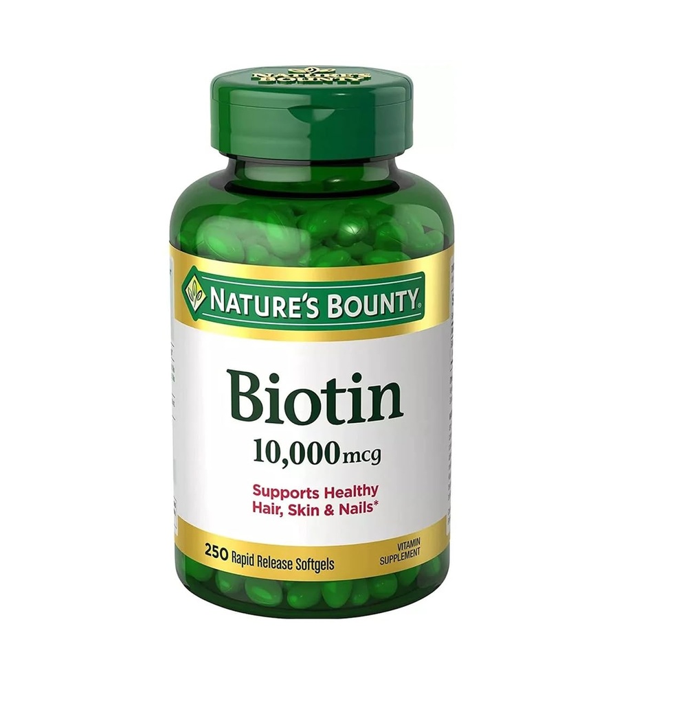 Nature 's Bounty Biotin 10.000 µg, 250 Softgels szybkiego uwalniania