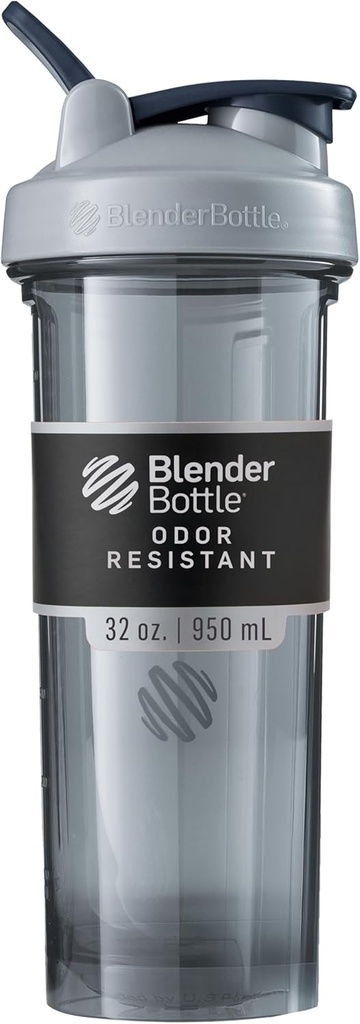 BlenderBottle Shaker Butelka Pro Series Perfect for Protein Shakes and Pre Workout, 32- Ounce, Pebble Grey