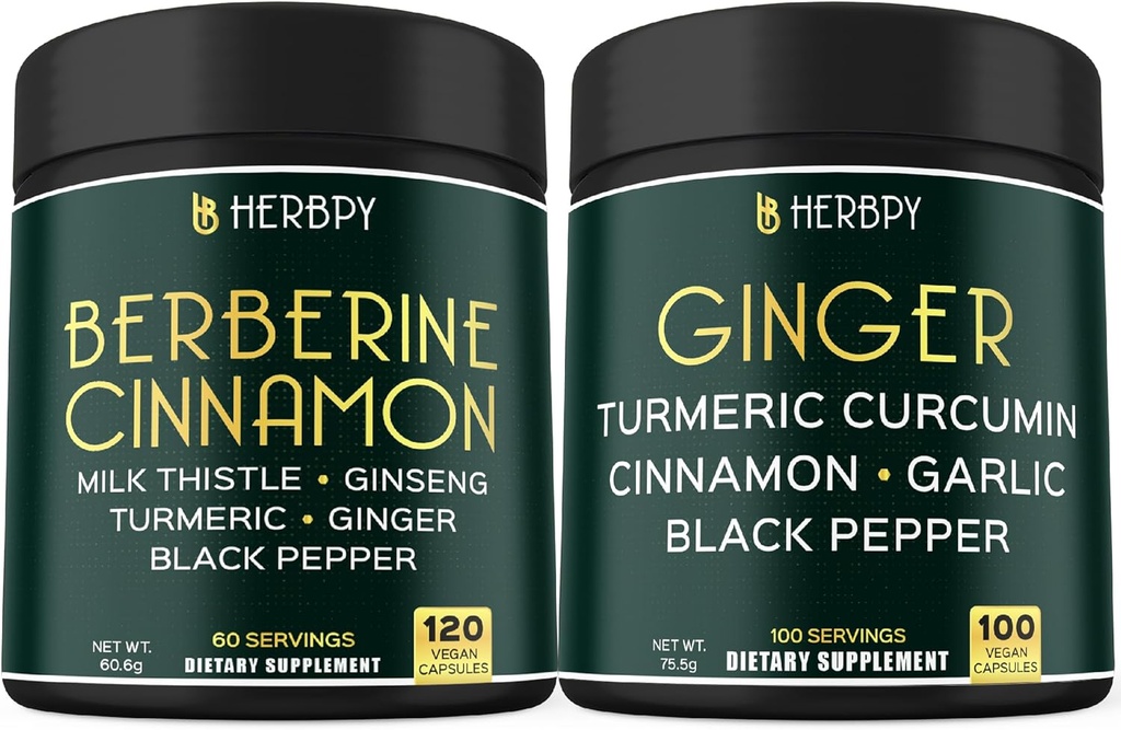 Bundle 7in1 Berberine HCl & 5in1 Ginger Supplement - Wsparcie immunologiczne, trawienie i zdrowie serca