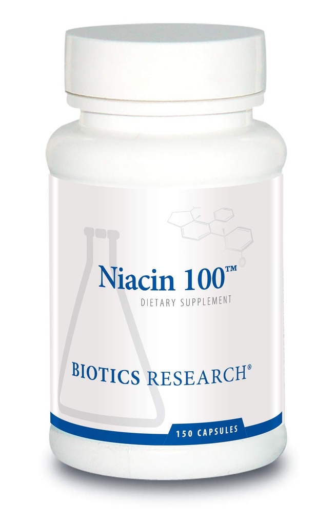 Badania biologiczne Niacyna 100, 100 Miligram Niacyna, Witamina B3, Cholesterol, HDL, LDL, Trigliceryd, LP, Zdrowie układu sercowo- naczyniowego, 150 Kapsułki