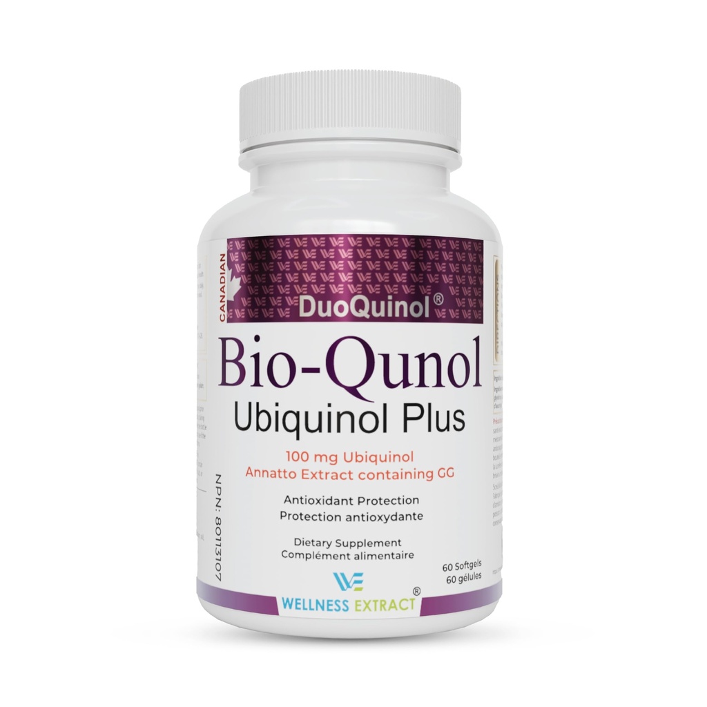 WELLNESS EXTRACT BioQuinol Ubichinol (CoQ10) z Geranylgeraniol - Główny przeciwutleniacz do zdrowia serca, Energia komórkowa 150mg 60 Softgels
