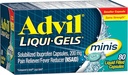 Advil Liqui- Gels Minis Reliever Pain i Fever Reducer, Medycyna przeciwbólowa dla dorosłych z Ibuprofen 200mg dla łagodzenia bólu - 80 Kapsułki napełnione płynem