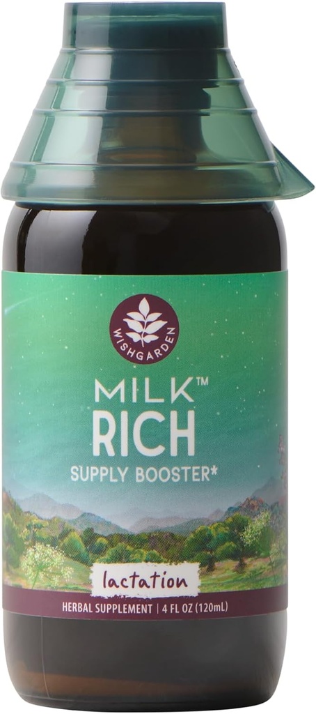 WishGarden Herbs Mleko bogate w kozie Rue i kozieradka - Herbal Lactation Supplement Supplement, Breast Milk Supply Boost i piersi Suplement do zwiększenia jakości i produkcji mleka, 4oz