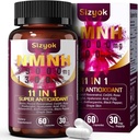 11- in-1 NMNH (Mononukleotyd dihydronikotynamidu), 600mg na dawkę, NAD + Suplement z Resveratrol, CoQ10 do wsparcia NAD + Poziomy, suplement NMNH do anty- starzenia, 60 Count, 30 Day Supply- 63