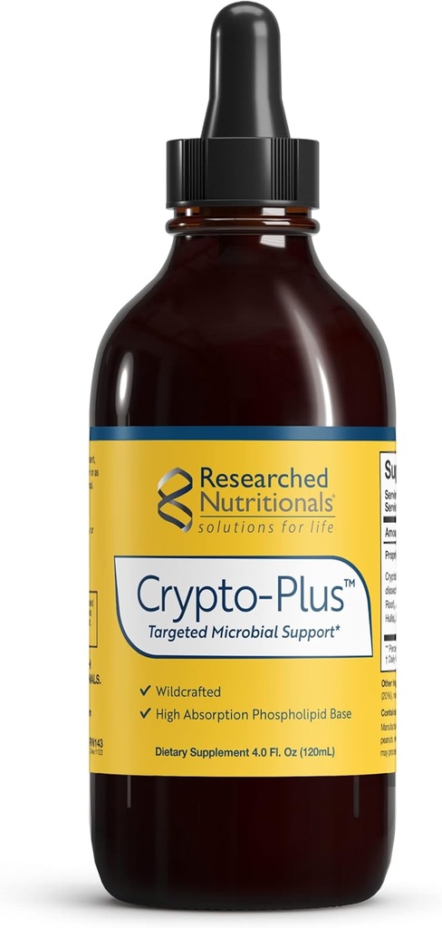 Zbadane wartości odżywcze Crypto- Plus - Ukierunkowana formuła Microbial & Immune Support z Red Root, Black Walnut Extract i Phosfolipid Dostawa dla maksymalnej absorpcji składników odżywczych (4 Fl Oz)