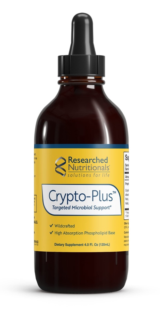 Zbadane wartości odżywcze Crypto- Plus - Ukierunkowana formuła Microbial & Immune Support z Red Root, Black Walnut Extract i Phosfolipid Dostawa dla maksymalnej absorpcji składników odżywczych (4 Fl Oz)