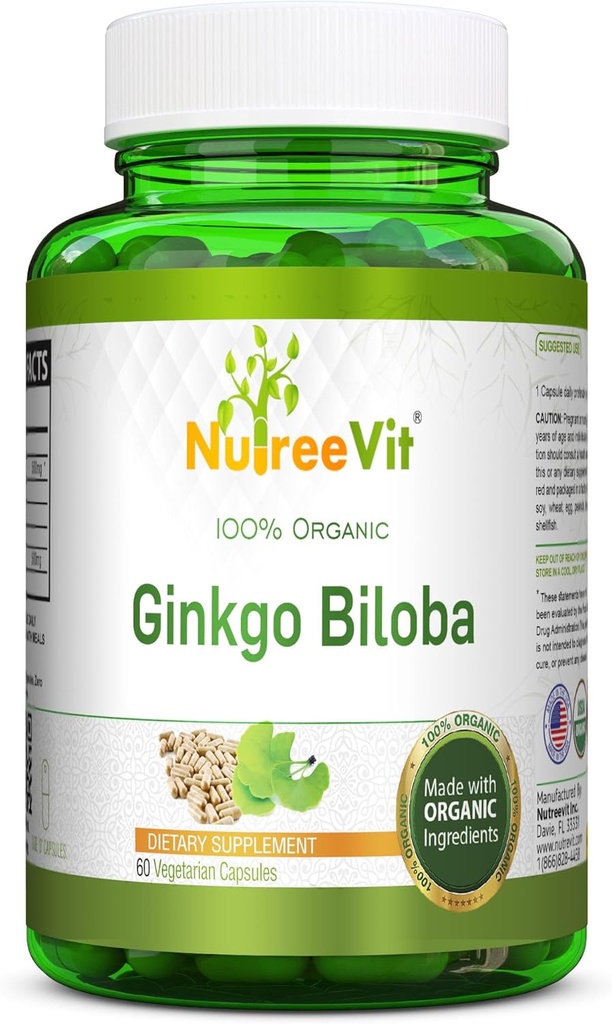 NutreeVit Ginkgo Biloba Herbal Supplement Kapsułki (60 Count)