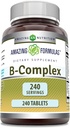 Amazing Complex witaminy B z 11 Kluczowe składniki odżywcze 124; Suplement tabletek EB124; Witamina B1, B2, B3, B6, B12, Kwas foliowy, Biotin, Cholina, Inozytol, PABA (240 Count)