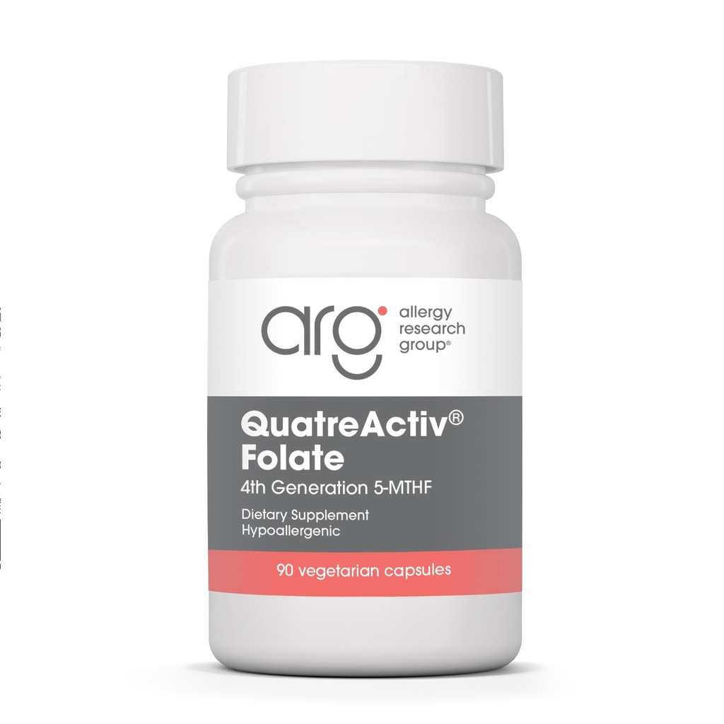 Alergy Research Group QuatreActiv Folate Supplement - Metylfolate, 5- MTHF, Metylation Support, Quatrefluc, Kapsułki wegetariańskie - 90