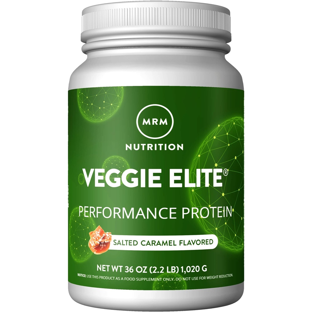 MRM Nutrition Veggie Elite Performance Protein | Salted Caramel Flavored| Plant-Based Protein| Easy to Digest | with BCAAs| Vegan + Gluten-Free | Clinically Tested| Digestive enzymes | 30 Servings