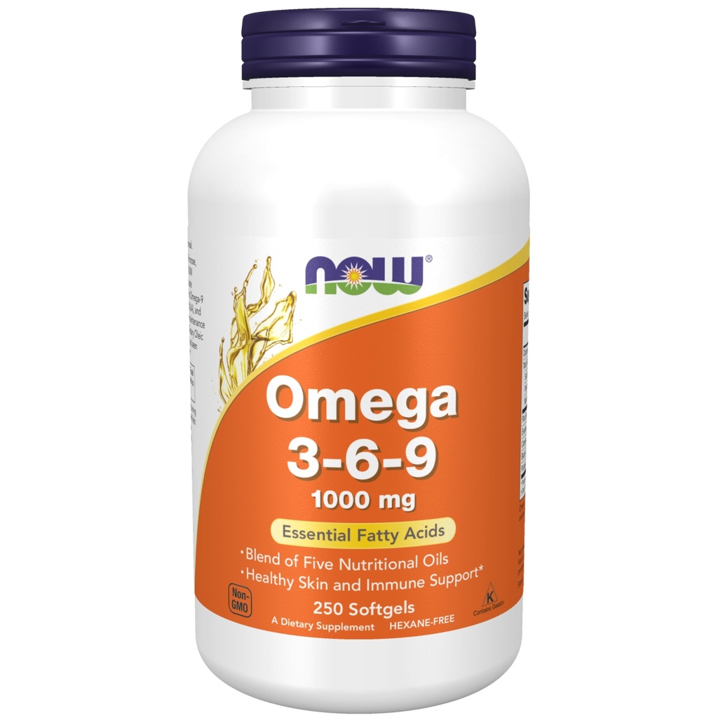 Teraz żywności Suplementy, Omega 3- 6- 9 1000 mg z mieszanką nasion Flax, Prymasa wieczorna, Canola, Czarna Porzeczka i Oleje z nasion dyni, 250 Softgels
