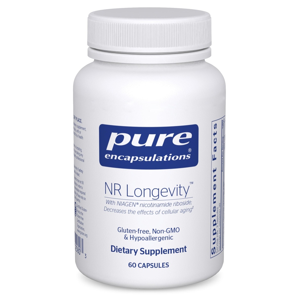 Pure Encapsulations NR Longevity - Wspiera zdrowe starzenie. Uzupełnienie funkcji NAD + & Mitochondrial * - z NIAGEN - Gluten Free, Non-GMO, Hipoalergiczne - 60 Kapsułki