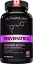 Nutratology Resveratrol Suplement - Potencjalny suplement przeciwutleniacz - Anti Aging Trans Resveratrol - Zwiększa zdrowie układu krążenia, Regeneracja komórek i wzrost włosów - 60 Kapsułki - 30 Służenie