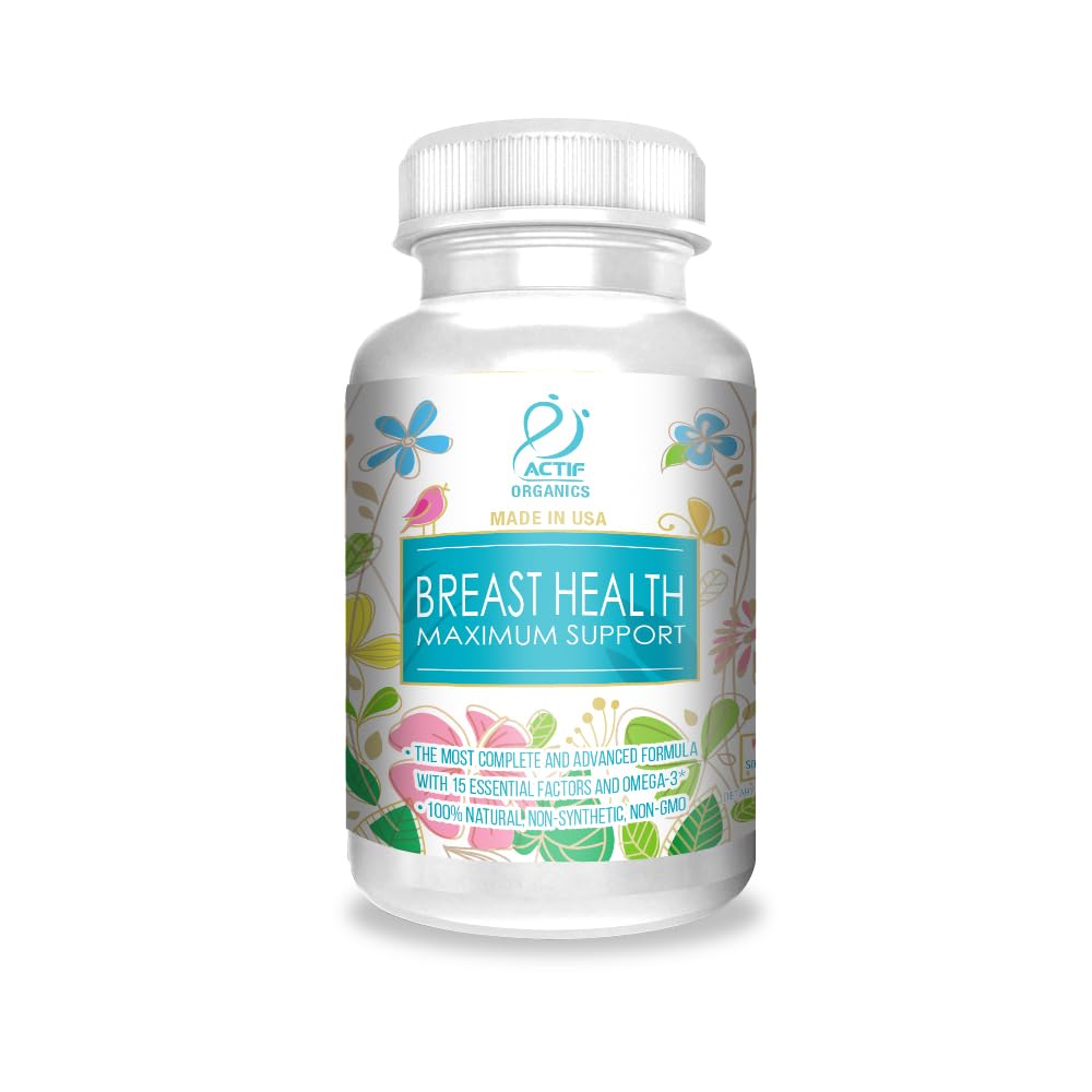 ACTIF Zdrowie piersi Maksymalne wsparcie z 15 Zaawansowanych czynników i Omega-3 - Nie GMO, Made in USA, 90 Count
