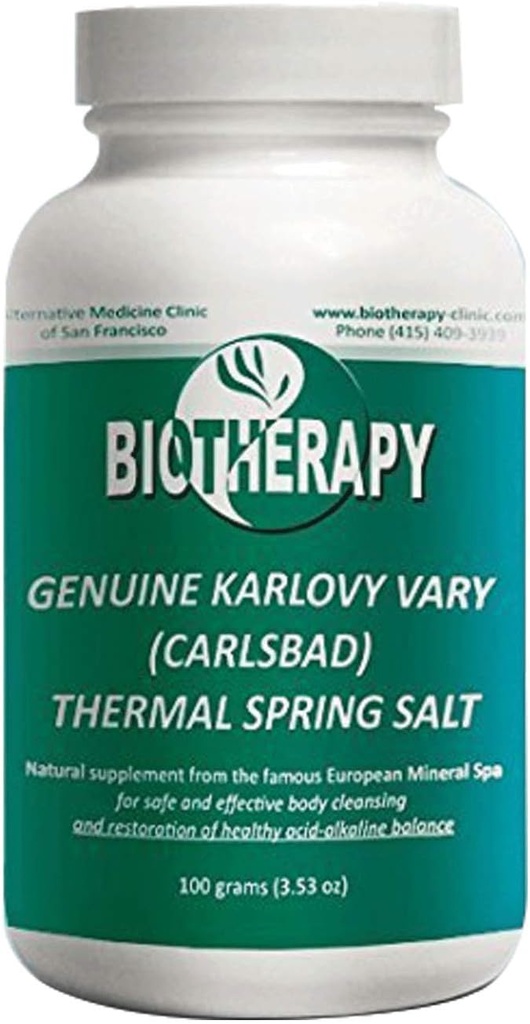 Bioterapia Genuine Karlovy Vary Uzdrawiająca Woda mineralna Sól źródlana - Naturalny suplement mineralny Oczyszczacz ciała - Wsparcie układu immunologicznego i Przywracanie równowagi acid- Alkaline - 100 Gram (3.53oz)