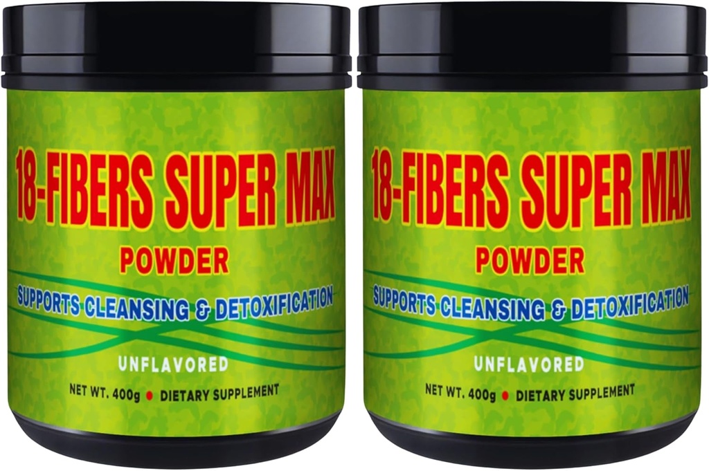 FIBRA 18 Super MAX Proszek (18 Włókna) - 400g - Suplement diety - Wspiera czyszczenie i detoksykację, Unflavored (2 opakowania)