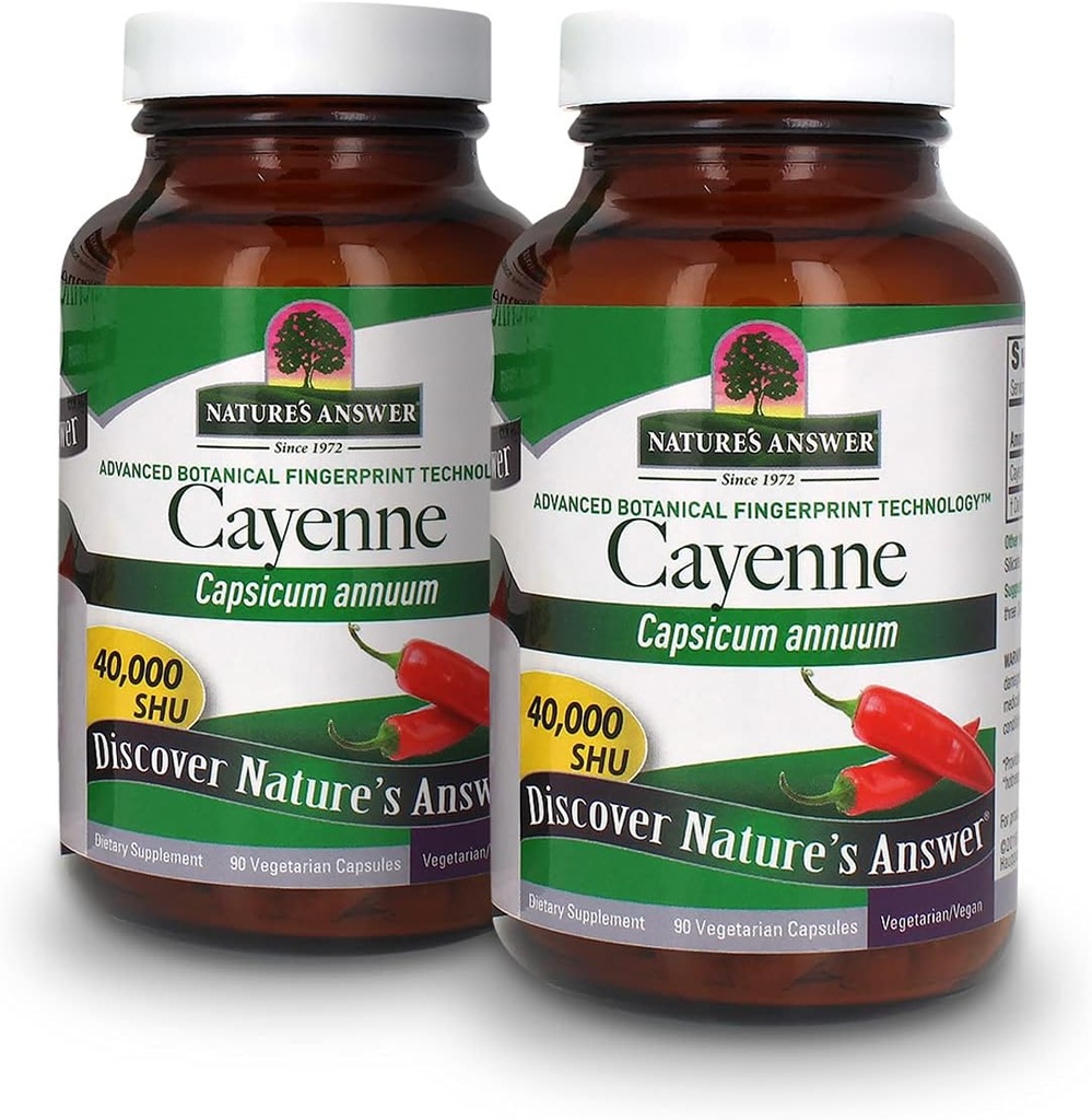 Odpowiedź Przyroda Cayenne Pepper w proszku Suplement kapsułki, 90- Hrabia 124; Naturalny booster metabolizmu 124; Promotes Cardival Health 124; Pomaga w trawieniu i cyrkulacji (Opakowanie 2)