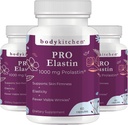 Ciało Kuchnia Pro- Elastin 1000 mg Suplement Elastin, Redukcja objawów starzenia, Poprawa zdrowia skóry, jędrność i elastyczność, Mniej zmarszczki, Veggie Czapki (Opakowanie 3)