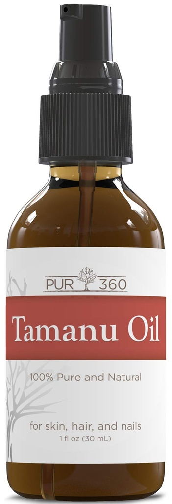 PUR360 Tamanu Oil - Najlepsze leczenie łuszczycy, wyprysk, trądzik, trądzik, trądzik różowaty - Ulga dla suchości, łuski skóry, skóry głowy i więcej - Cold Presset - Udowodnione 100% Czysty