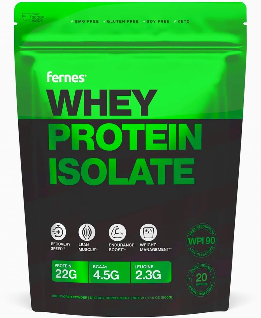 100% Grass- Fed Protein Protein Isolate Powder for Women & Men 22g z 4,5g BCAAs Non-GMO Hormone-Free Bez Artificials Keto Clean & Pure Niskie Laktoza WPI 90 dla najwyższej strawności - 20 Służenia