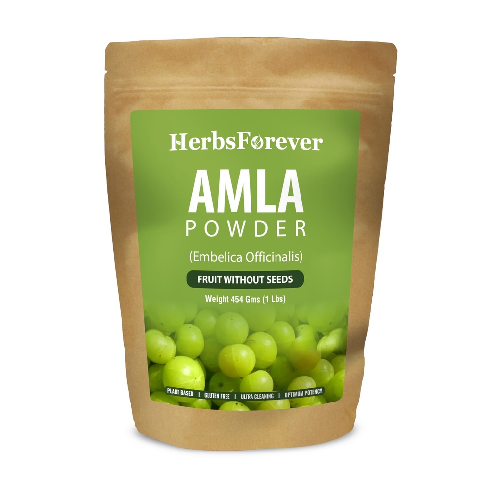 Herbsforever Amla Powder Building 124; Phyllanthus Emblica, Witamina C & Przeciwutleniacze, Wspiera zdrowe odporność, Non-GMO, Wegan, 454 GMS Building 124; Natural Superfood for Daily Wellness
