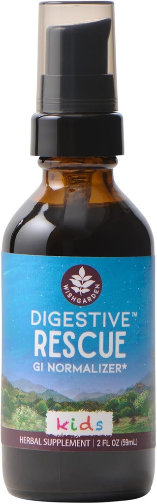 WishGarden Herbs Digestive Rescue for Kids - Plant- oparte na ziołowych i organicznych Digestive Relief nalewka z Peppermint Leaf, Ginger Root & Fennel Seed, szybko łagodzi Digestive Tummy Discoults, 2oz
