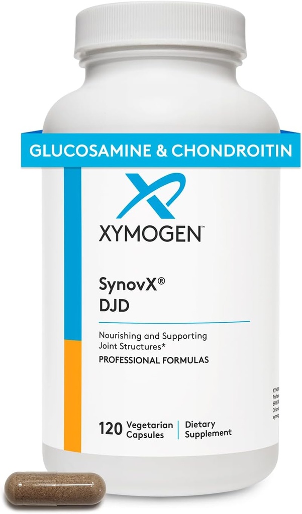 XYMOGEN SynovX DJD - Pomaga utrzymać zdrowe połączenia + Zapewnia wspólne bloki do budowy tkanek z MSM, Green- Lipped Mussel, Chondroitin Siarczan, Glukozamina Siarczan, Kwas hialuronowy (120 Kapsułki)