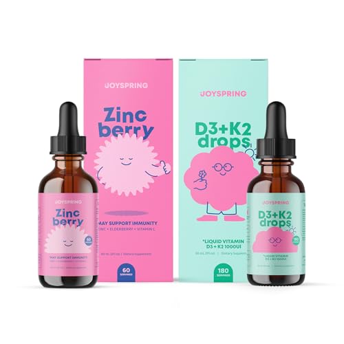 Witamina D3 w płynie JoySpring z K2 - Wsparcie immunologiczne i suplementy cynku dla dzieci - Elderberry & Cynk Płyn