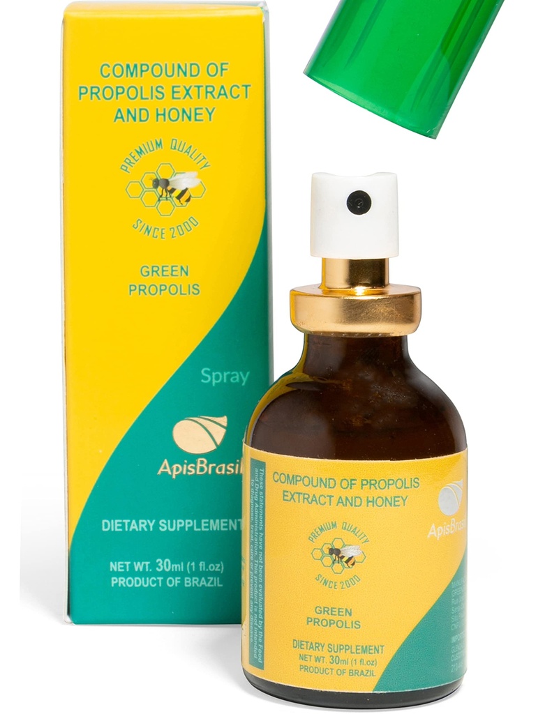 Brazylia Green Bee Propolis Spray (30ml) - Naturalne wsparcie immunologiczne - Sore Throat Relief - Jakość Premium - Opakowanie 1