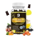 Czarne nasiona oleju & mech mech Gummies 124; Irish Sea Moss Gummy z Ashwagandha, Black Seed Oil, Elderberry, Turmeric, Witamina D3, C, Cynk - Wsparcie odporności, Joints, trawienie, Wzrost włosów - 60