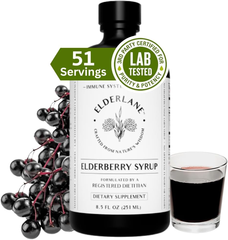 Elderberry Syrop przez Elderlane - Elderberry Shots - Immune Supplement for Kids & Dorothy - Immune Booster - Natural Immunity Booster - Made with Honey & Elderberry - Gluten- Free - 8.5 Fl Oz