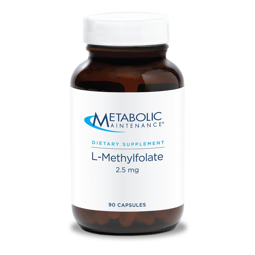 Metaboliczna konserwacja L- Metylfolan 2,5 mg - L Metylfolan, Suplement Metylfolanu dla Kobiet i Mężczyzn, Metylowana Witamina B9 (5- MTHF) dla Zdrowia Mózgu, Skup się i Spokój - 30 Kapsułek (Opakowanie po 1)