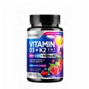 Witamina D3 K2 - Witamina do żucia D 5000 j.m. & K2 MK- 7 100 µg - 2 w 1 Witamina D K2 Suplement do żucia - immunologiczne, serce, i wsparcie dla kości - Nie GMO - Smaczny aromat jagodowy - 120 Tabletki do żucia