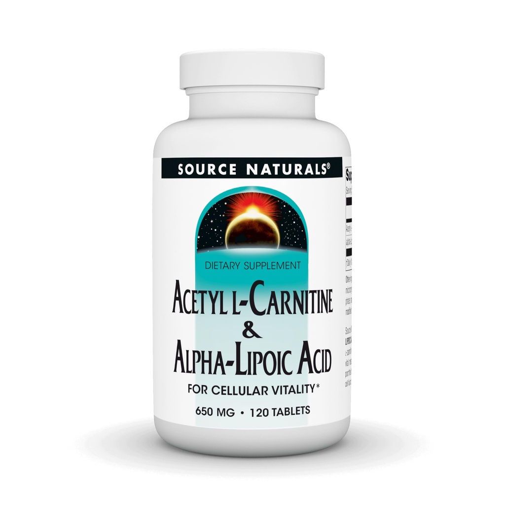 Źródło Naturals Acetyl L- Carnitine & Alpha- Lipoic Acid 650mg - 120 Tablets