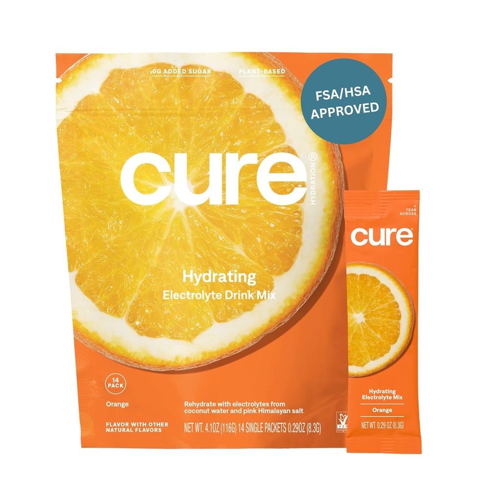 Kwalifikujący się do kuracji FSA & HSA; Wyprodukowany z wodą kokosową 124; Nie dodawany cukier 124; Wegan 124; Paleo Friendly 124; Pouch 14 Pakiety - Orange