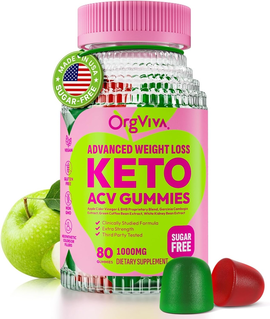 Keto Acv Gummies dla zaawansowanej utraty wagi: Jabłko Cider Gummies z witamin do wspierania trawienia, Metabolizm, & Zdrowie immunologiczne - Cukru wolne 80