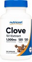Nutricost Goździk 10: 1 Wyciąg 1000mg równoważny na Podawanie, 120 Kapsułek - Wegan, GMO Free, Gluten Free