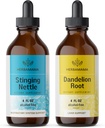 Zestaw Ziołowych Kropli Ziołowych HERBAMAMA - Zestaw Pieszczoty Nettle & Dandelion Root Tincture 4 fl oz - Wegan, Non-GMO, Cukier i Alkohol - 2 Pack