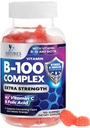 B Kompleksowy suplement Gumiaki z witaminą C & kwas foliowy, Super Siła Witamina B Gummy z Niacyna, B6, Kwas foliowy, B12, Biotin, Nature 's Energy Immune Support Supplements - 120 Gumiami
