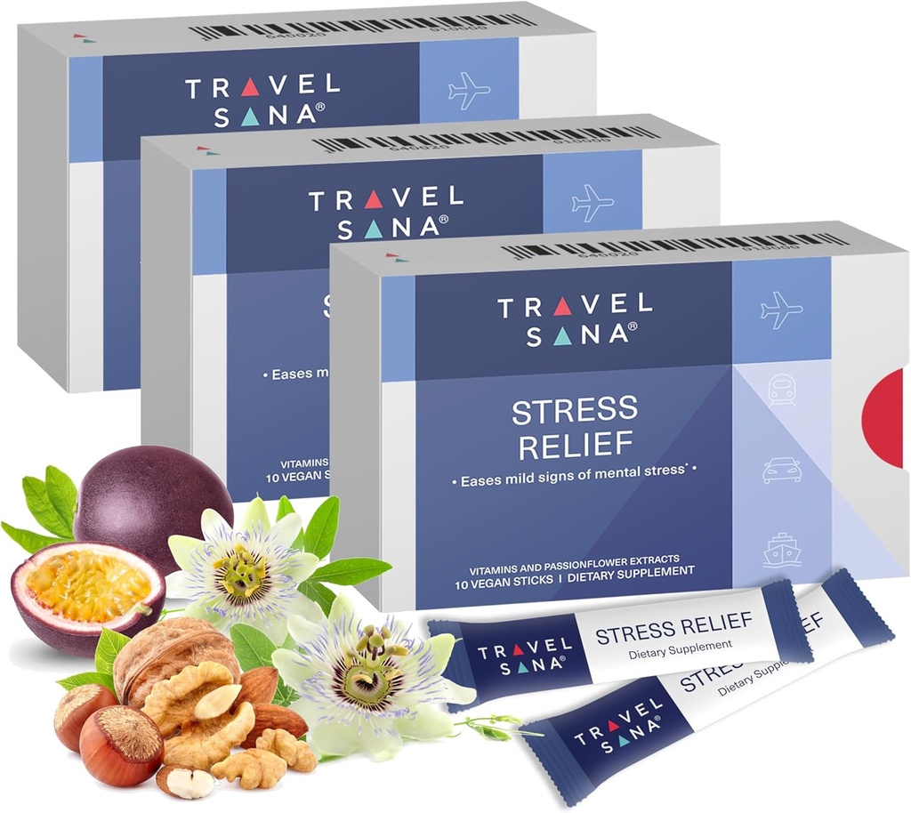 Relief stresowy 124; Passionflower 200mg 124; Witamina B6 i B12 Bilans 124; Premium 124; Suplement naturalny 124; Zmniejsza stres podczas podróży 124; Szybkie działanie 124; 10 Sticks (Pack of 3)