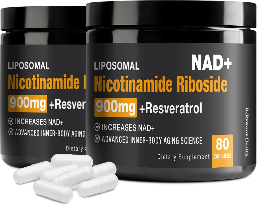 Suplement NAD - NAD + z Nikotynamidem Ribozyd (NR) i Resveratrol Quercetin 900mg Pure Organic NAD Plus do naprawy komórek Zdrowy starszych funkcji mózgu (2 opakowania)