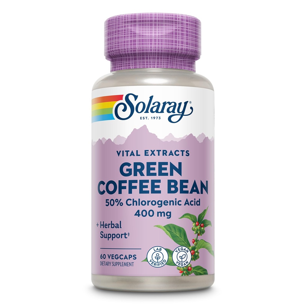 SOLARAY Gwarantowana Potenność Green Coffee Bean Extract, Veg Cap (Btl- Plastic) 400mg