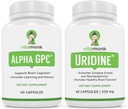 VitaMonk Alpha GPC and Uridine Stack - Mr Happy Stack - Morydyna monofosforan bez sztucznych wypełniaczy - Biodostępne suplementy choliny Promowanie Cognition, Focus, Mental Clarity