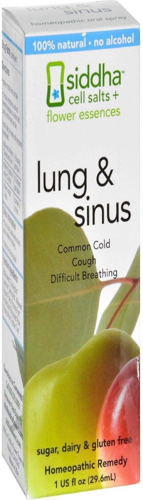 Siddha Remedies Lung & Sinus Spray for Sinus Relief, Odporność na zatory, Cough Suppressant, Cold Medicine, Runny Nose Sign 124; Homeopatic Allergy Medicine Relief 124; Non GMO W / Cell Salts, No Alcohol, Cukier