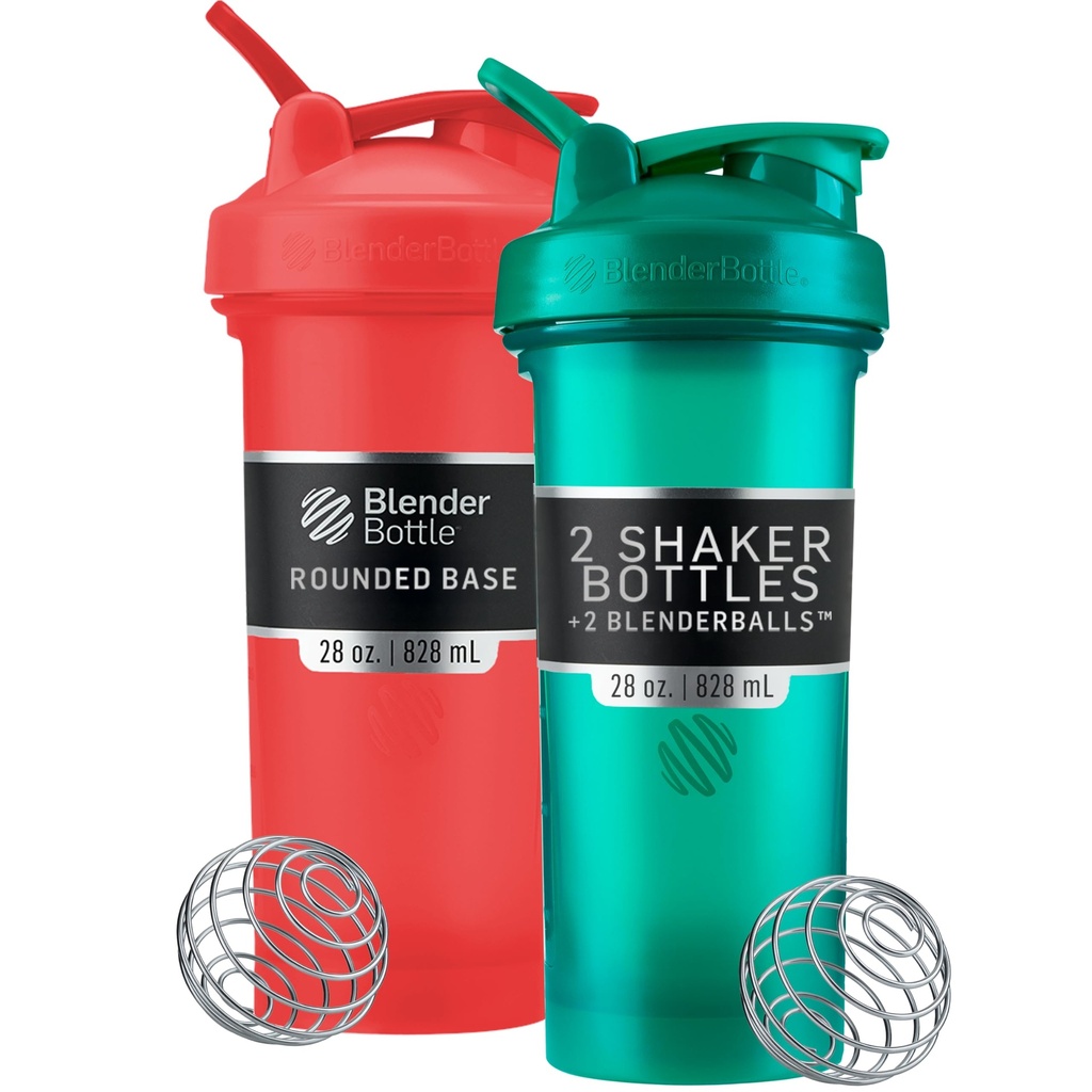 Butelka BlenderBottle Classic V2 Shaker Butelka Perfect for Protein Shakes and Pre Workout, 28- Ounce (2 Pack), Czerwony, Zielony