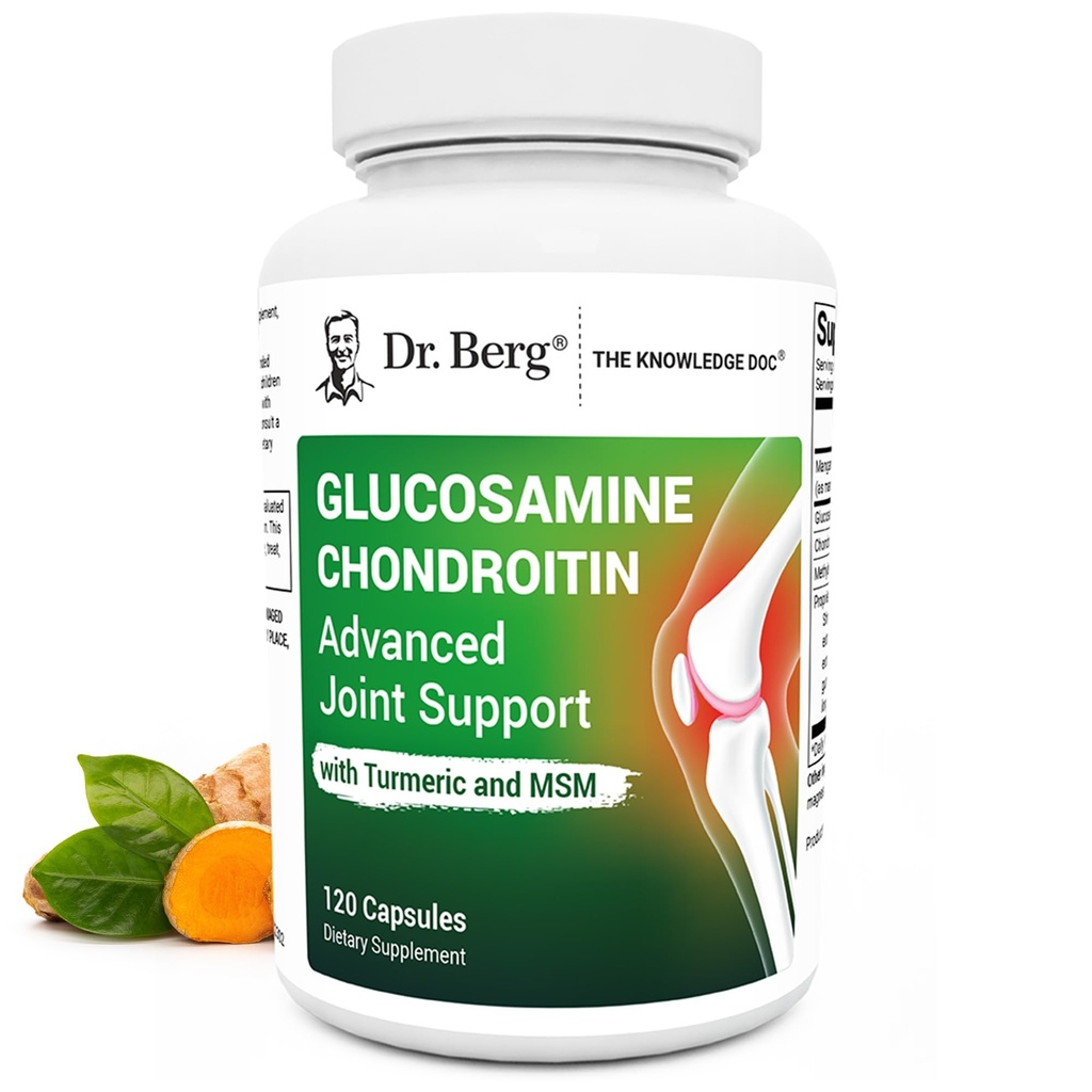 Dr Berg Glukozamina Chondroitin MSM Turmeric & Boswella - Advanced Joint Supplement with 1500 mg Glukozaminy Siarczan - Zawiera 120 kapsułek
