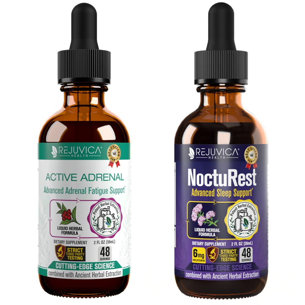 Aktywny nadnercz + NoctuRest - Wspiera Nadnercza Zdrowie + Sleep- Liquid Delivery dla lepszej absorpcji - Rhodiola, Chops, Święty Bazyl, Melatonina, Ashwagandha & More!
