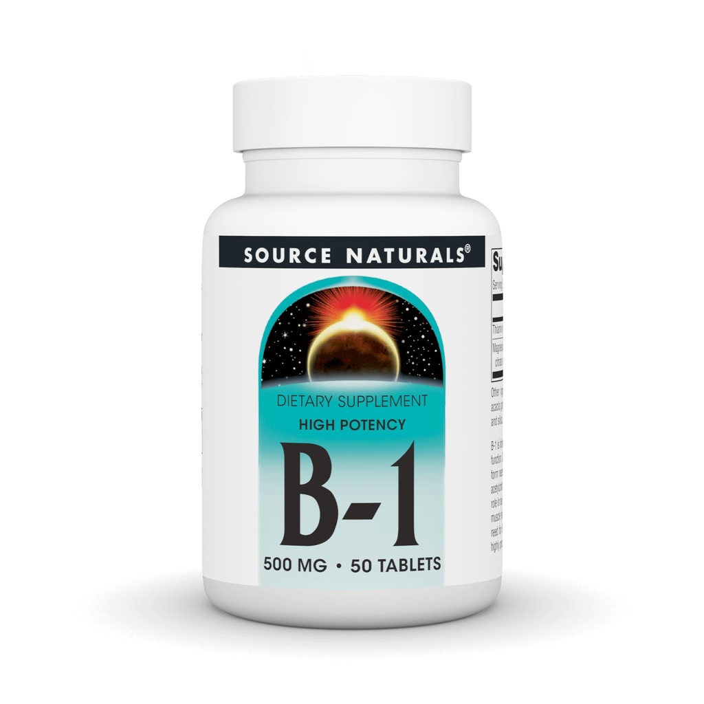 Źródło Naturals Witamina B-1 Tiamin 500mg - Wysoka moc, 500mg - 50 tabletek