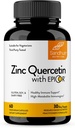 Sandhu 's Cynk Quercetin z EpiCor 60 Kapsułki wegetariańskie - Suplement Gluten- Bezglutenowy Cynk - Wysoka moc immunologiczne