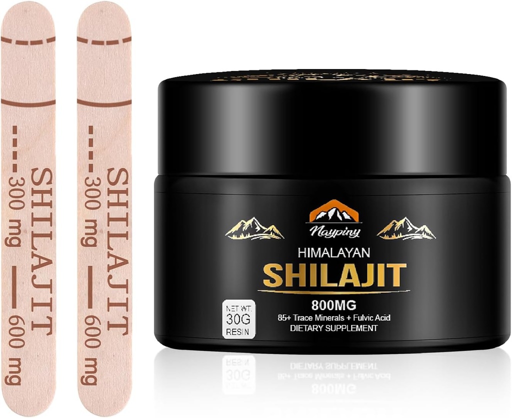 Shilajit Pure Himalayan Organic Resin - 800mg Maximum Potency Natural Organic Shilajit Resin z 85 + Ślad minerałów i kwasu Fulvic dla energii, Wsparcie immunologiczne, Mężczyźni i kobiety, 30 Grams
